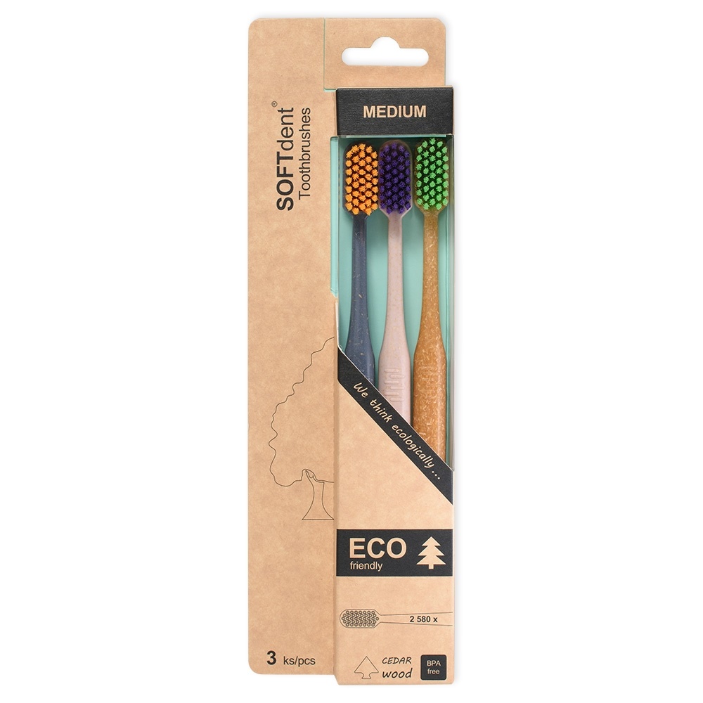 SOFTdent ECO medium zubní kartáček 3 ks SOFTdent