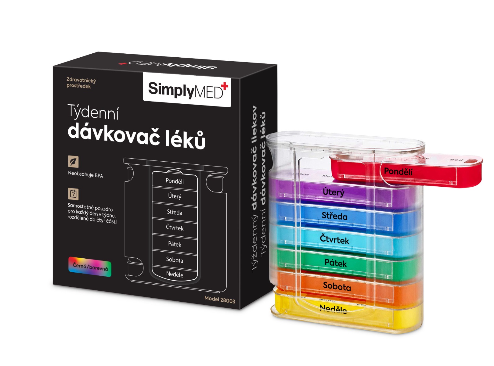 SimplyMed Dávkovač léků týdenní 28003 Vertical SimplyMed