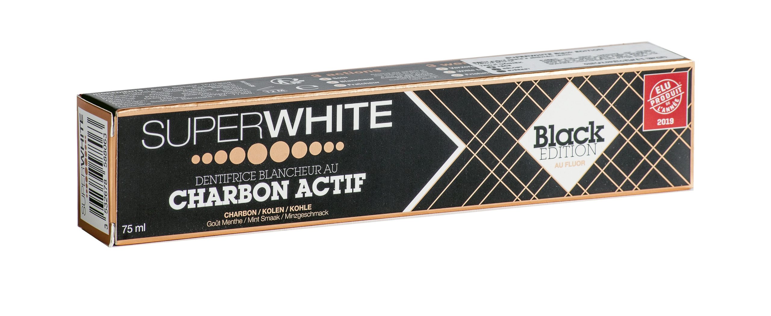 Superwhite Black Edition Bělící zubní pasta s aktivním uhlím 75 ml Superwhite