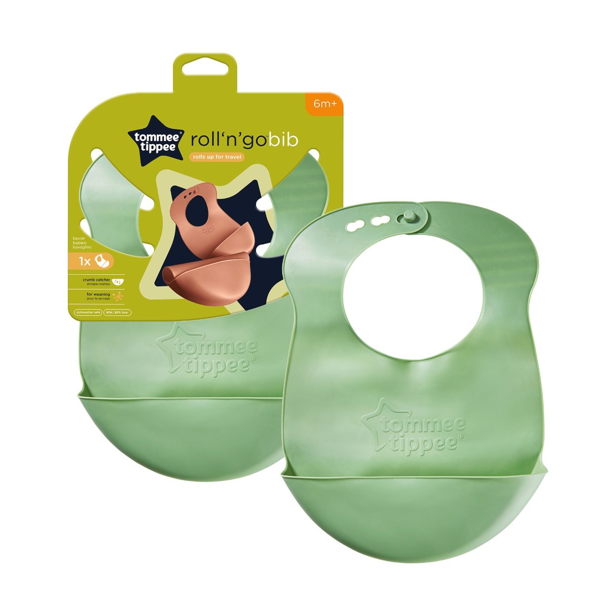 Tommee Tippee Dětský bryndák 6m+ zelený nebo oranžový Tommee Tippee