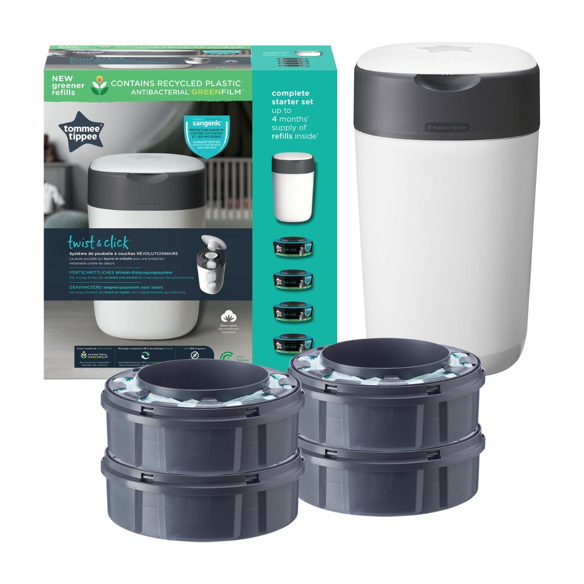 Tommee Tippee Twist&Click koš na pleny + 4 náhradní kazety Tommee Tippee