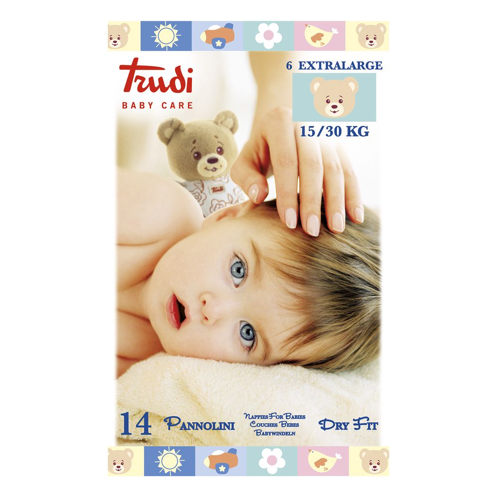 Trudi Dětské pleny Dry Fit s vrstvou Perfo-Soft XL 15-30 kg 14 ks Trudi