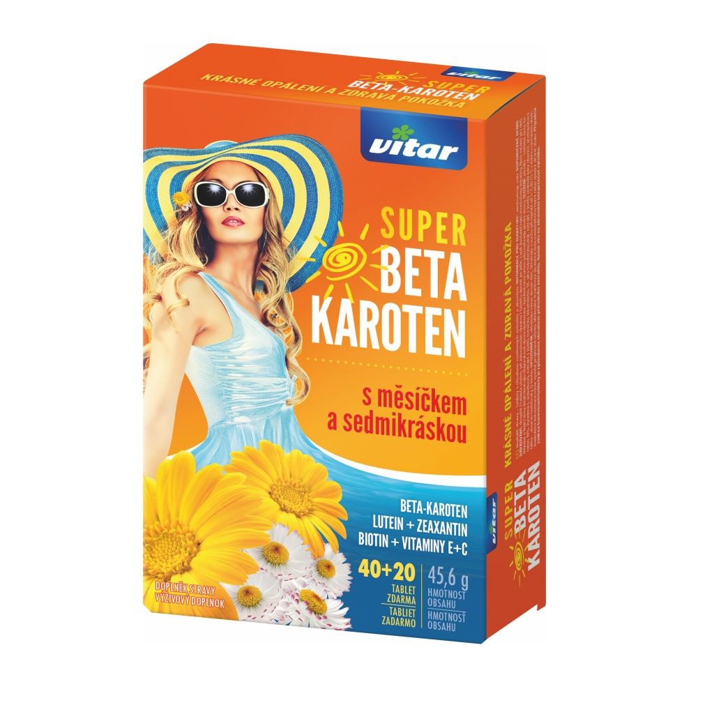 Vitar Super Betakaroten s měsíčkem a sedmikráskou 40+20 tablet Vitar