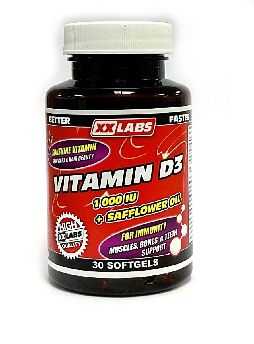 Xxlabs Vitamin D3 1000 IU v oleji ze světlice barvířské 30 tobolek Xxlabs