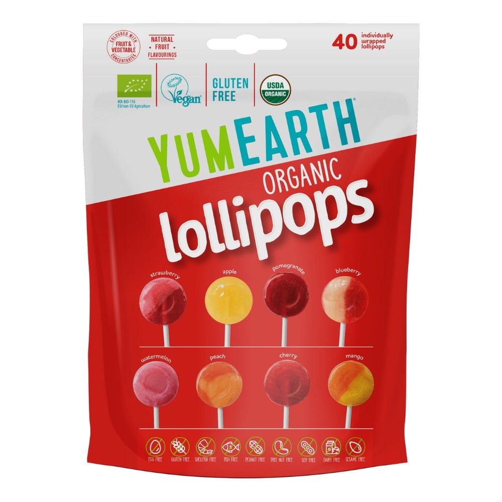 YumEarth BIO Ovocná lízátka mix 8 příchutí 40 ks 241 g YumEarth