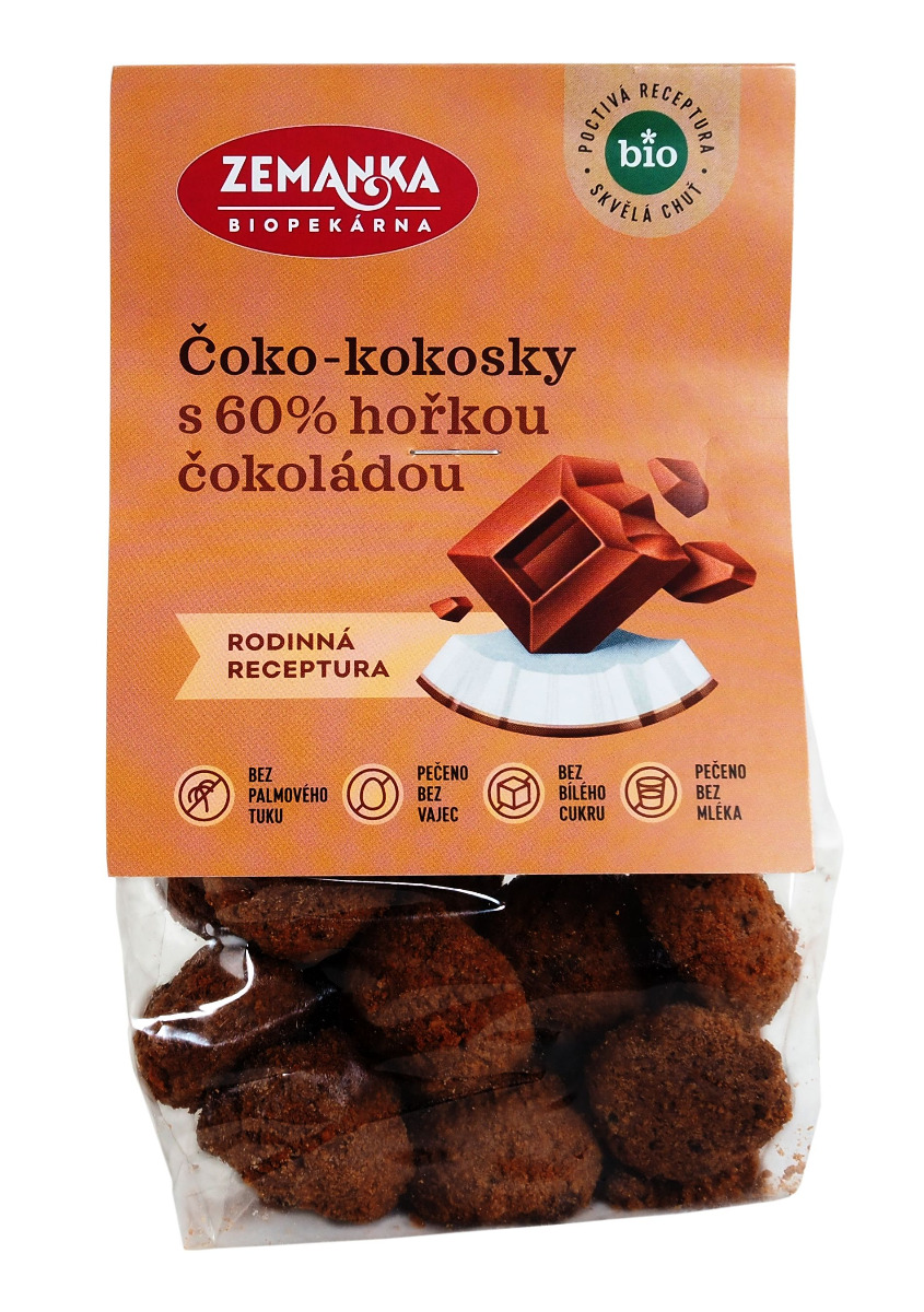 Zemanka BIO Čoko-kokosky s 60% hořkou čokoládou 100 g Zemanka