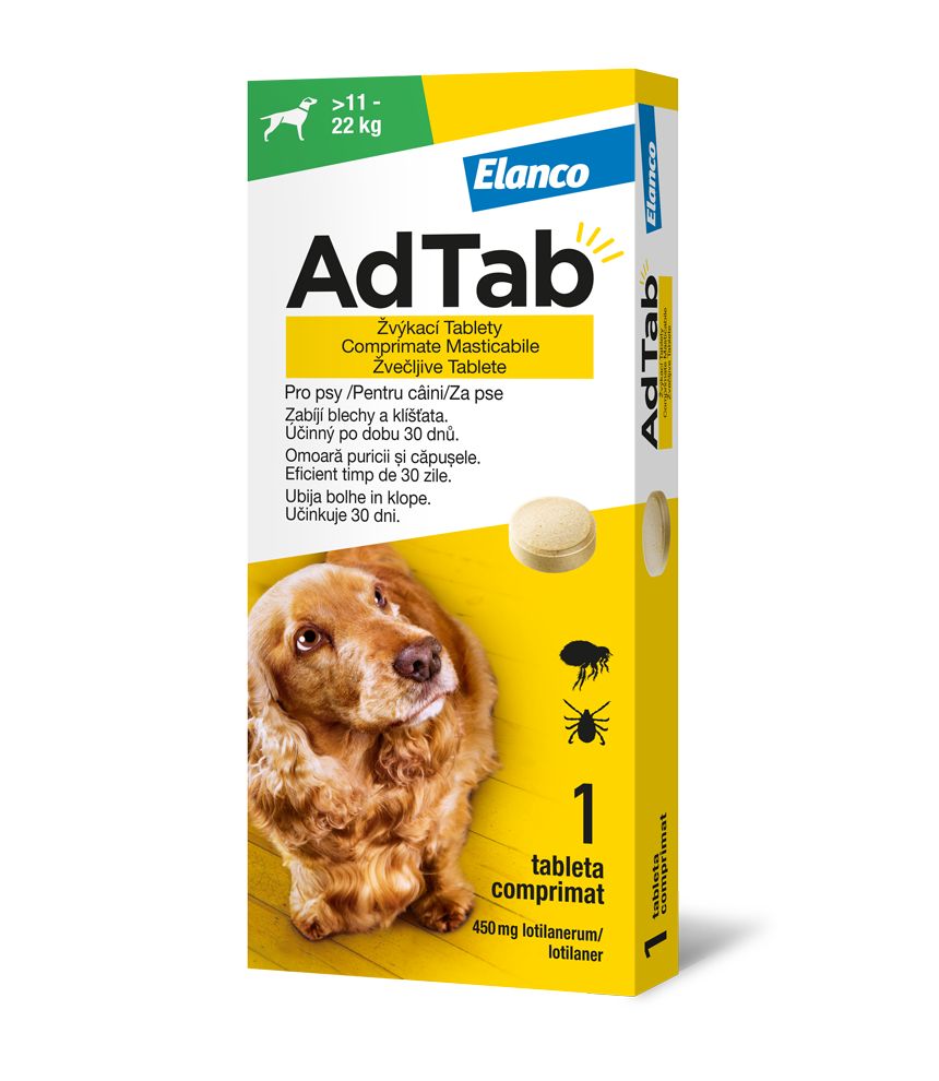 AdTab Žvýkací tablety pro psy>11-22 kg 450 mg 1 tableta AdTab