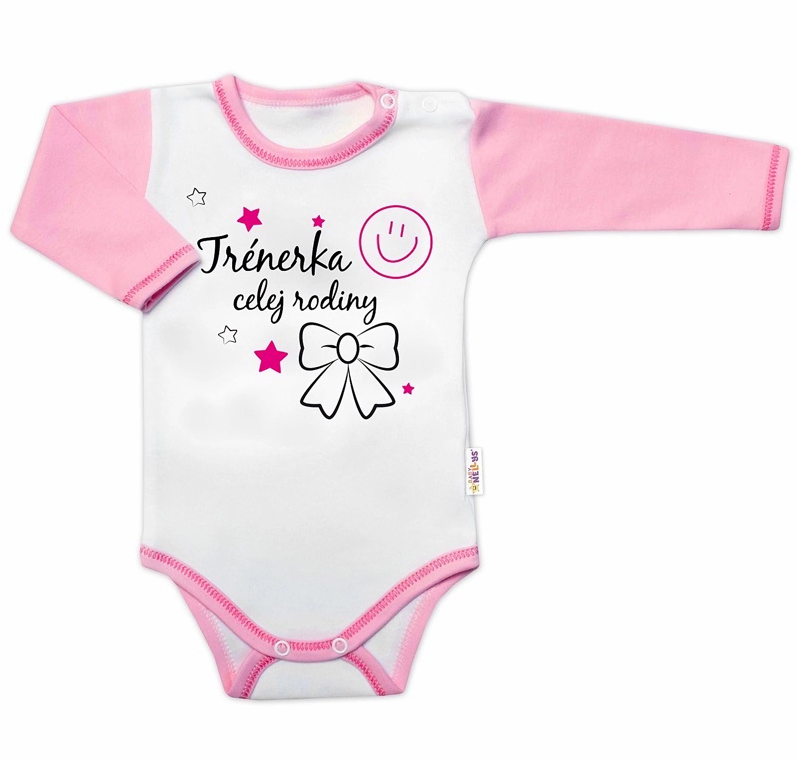 Baby Nellys Body dlouhý rukáv s vtipným textem Trenérka celej rodiny vel. 62 Baby Nellys