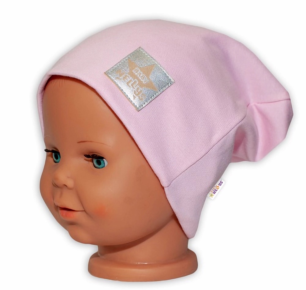 Baby Nellys Dětská funkční čepice s dvojitým lemem - sv. růžová vel. 110 Baby Nellys