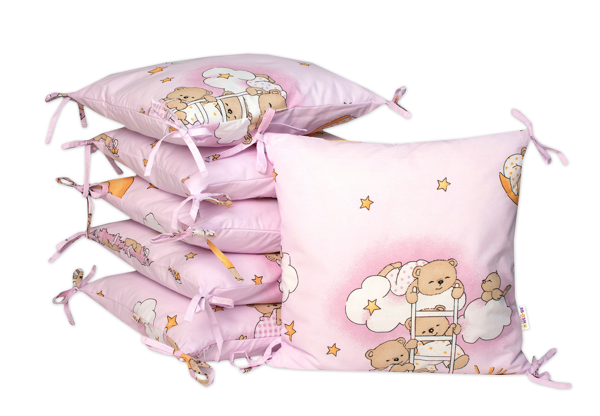 Baby Nellys Polštářkový mantinel Medvídek na žebříku - růžový Baby Nellys