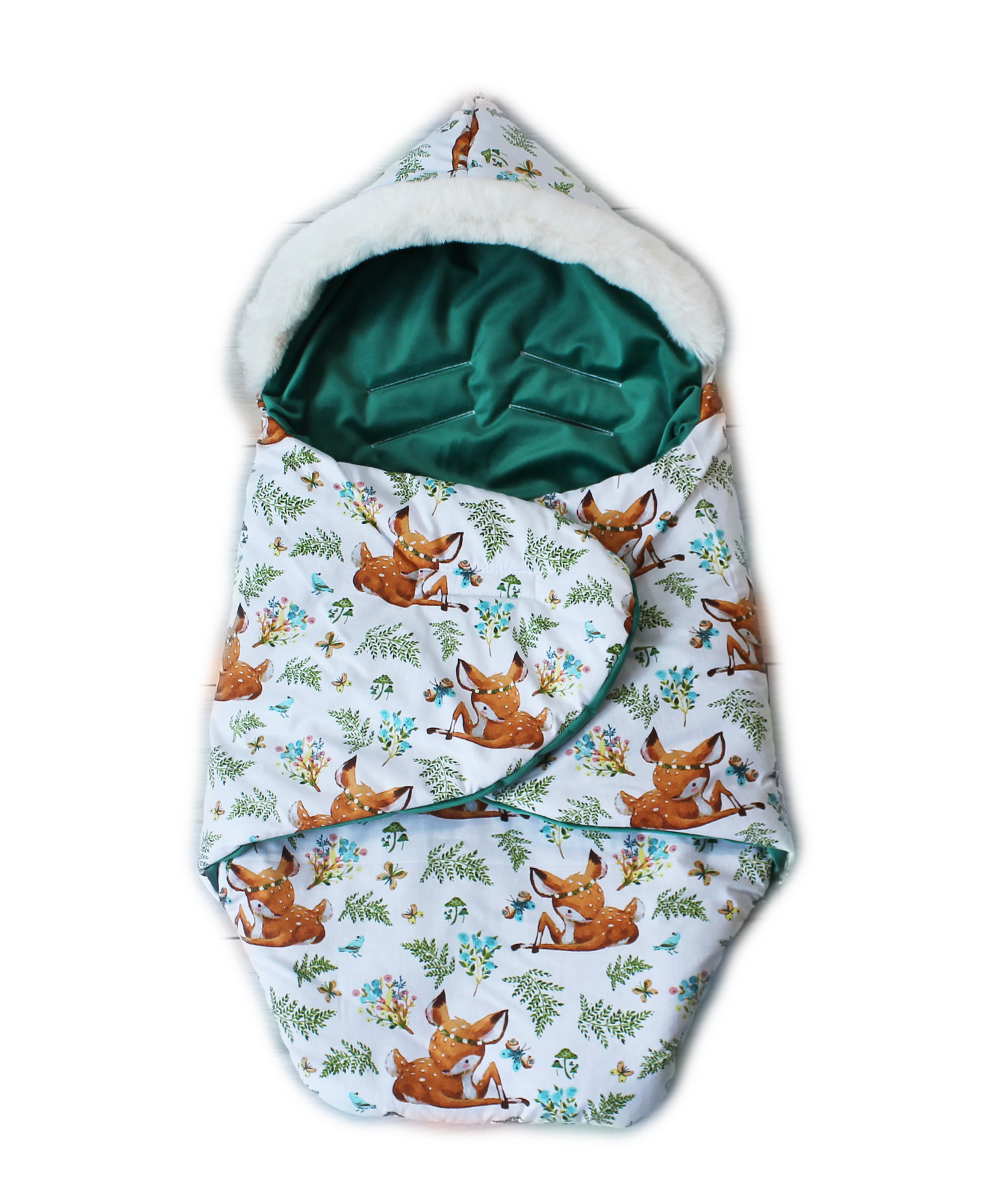 Baby Nellys Zavinovací fusak s kožešinou Velvet