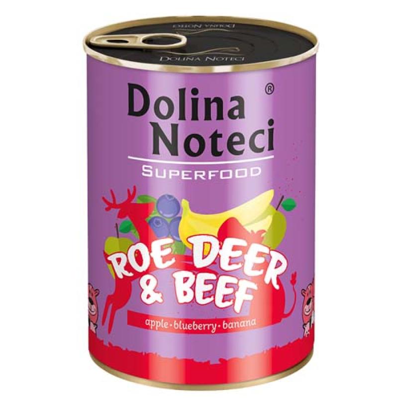 Dolina Noteci SUPERFOOD 400g srnčí a hovězí maso pro psy 80% masa Dolina Noteci