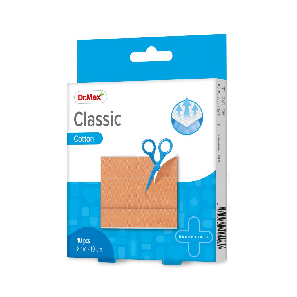 Dr. Max Classic Cotton 8 cm x 10 cm náplast 10 ks Dr. Max