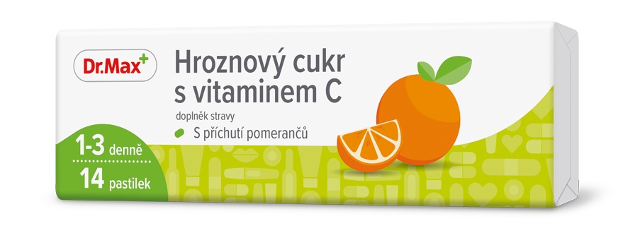 Dr. Max Hroznový cukr s vitaminem C pomeranč 14 pastilek Dr. Max