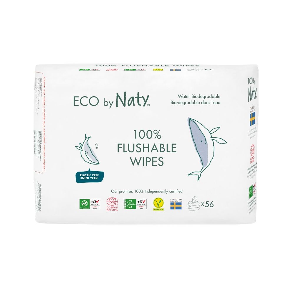 ECO by Naty Vlhčené ubrousky bez vůně splachovatelné 3x56 ks ECO by Naty