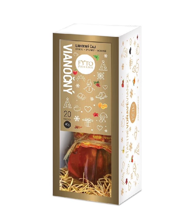 Fytopharma Dárková kazeta Vánoční čaj 20 sáčků + květový med 250 g Fytopharma