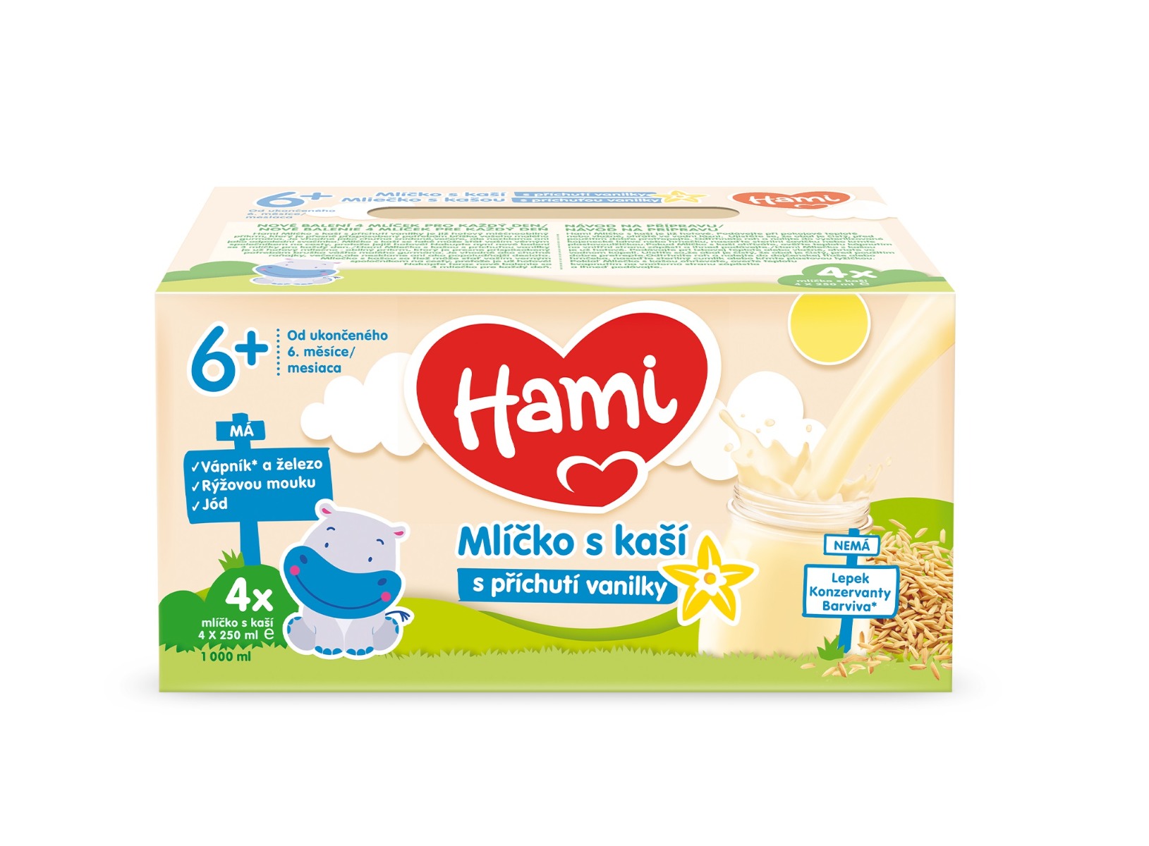 Hami Mlíčko s kaší s příchutí vanilky 4x250 ml Hami