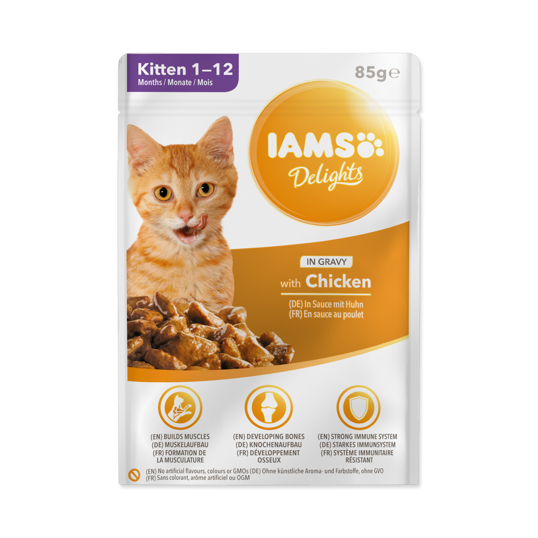 IAMS Delights Kitten kuře v omáčce kapsička 85 g IAMS