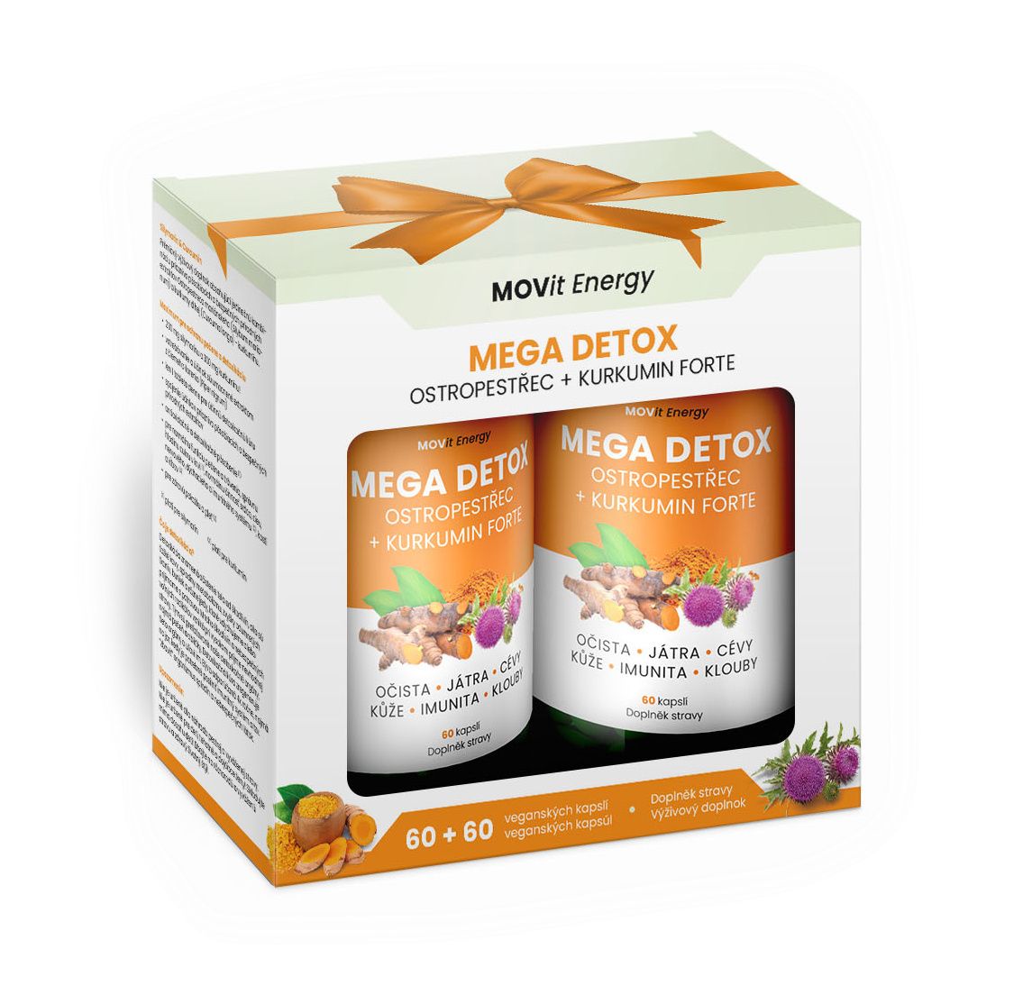 MOVit Energy Mega Detox Ostropestřec + Kurkumin FORTE dárkové balení 60+60 kapslí MOVit Energy