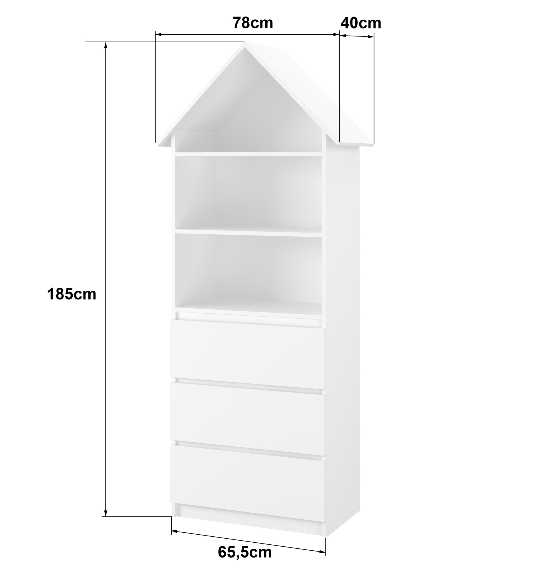 NELLYS Dřevěná knihovna/skříň na hračky Domeček A3