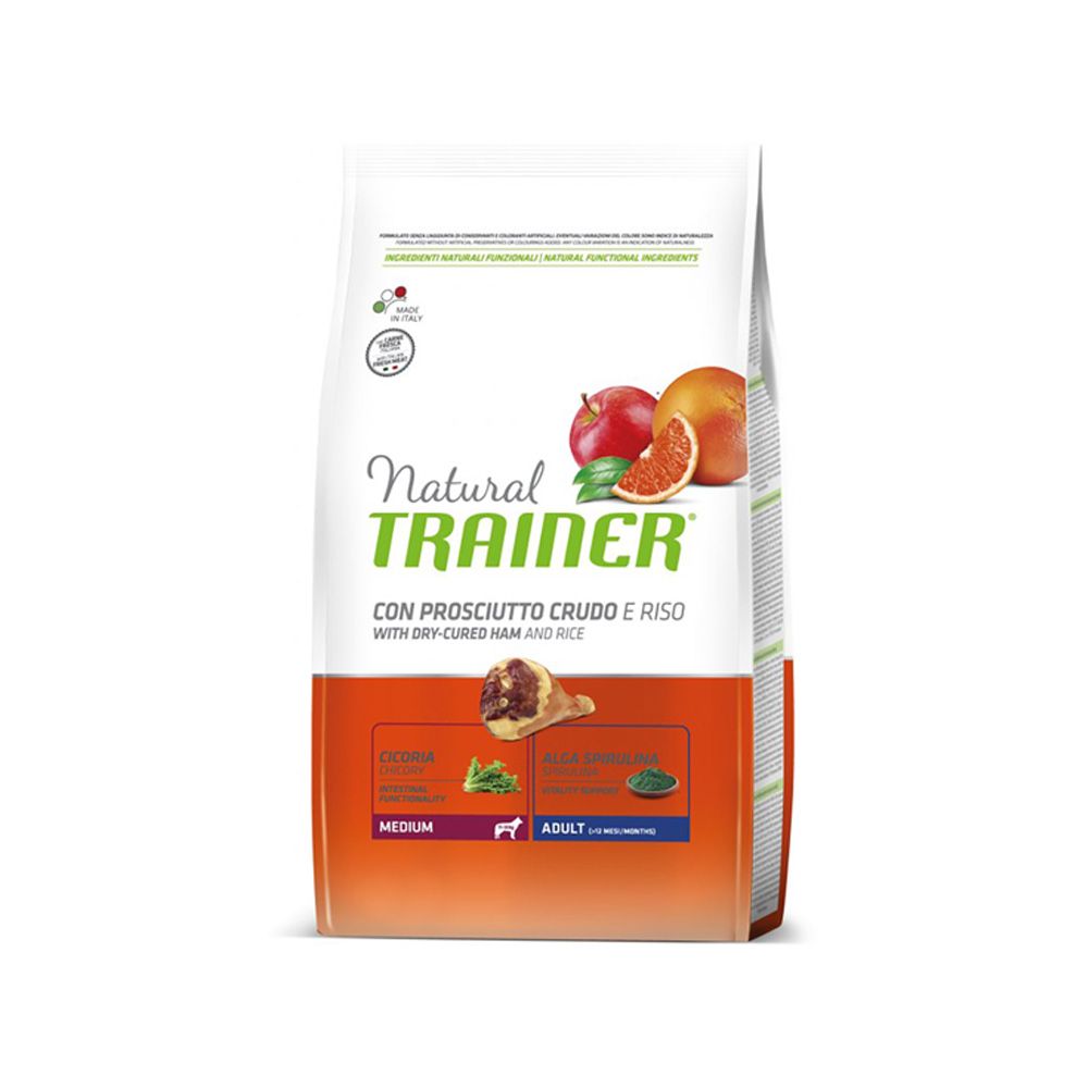Natural Trainer Medium prosciutto a rýže granule 12 kg Natural Trainer