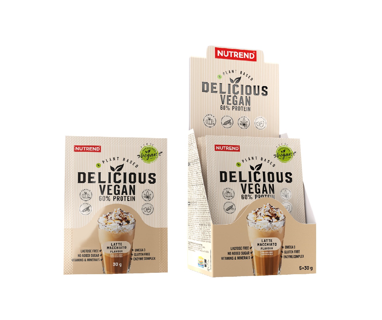 Nutrend Delicious Vegan Protein latte macchiato 5x30 g Nutrend