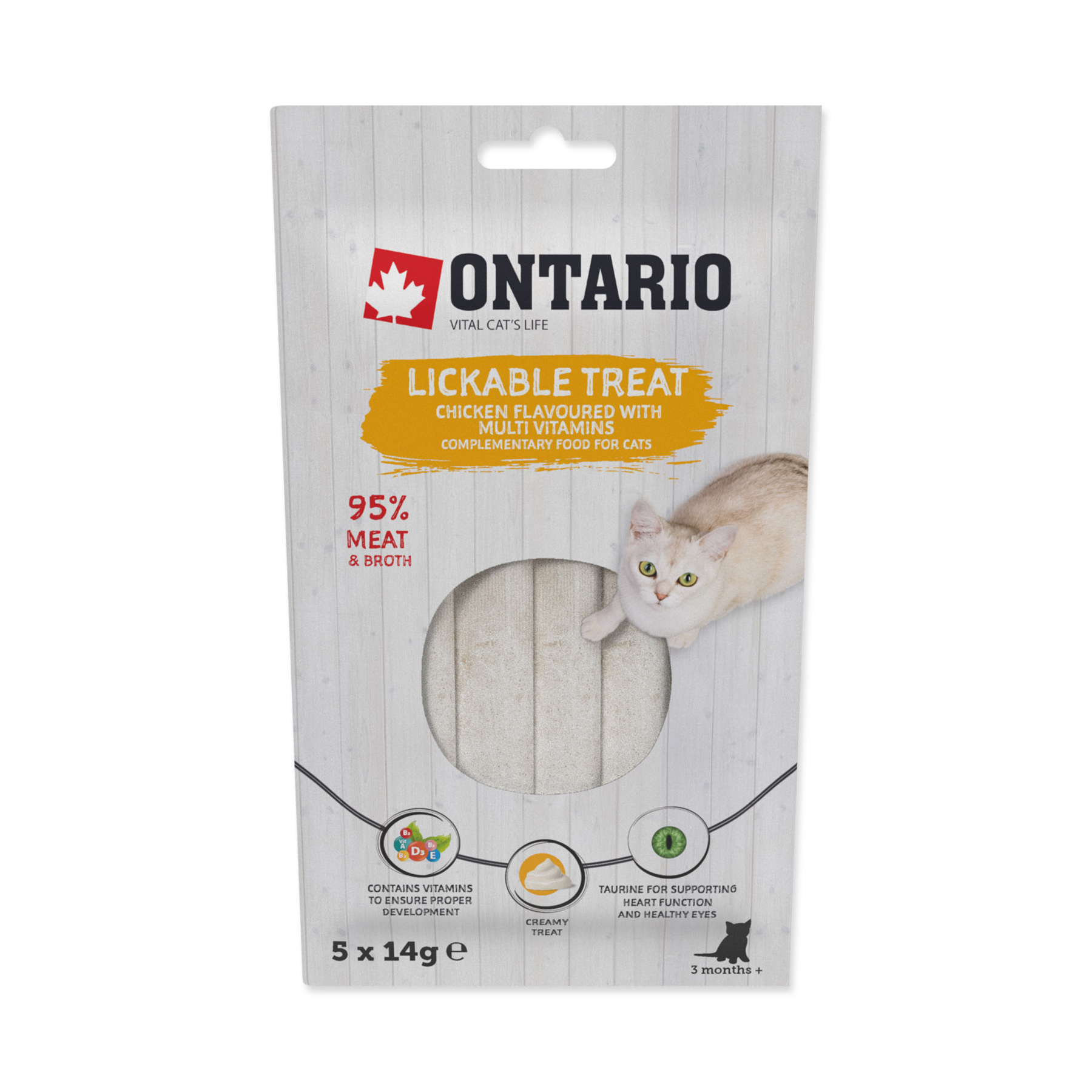 Ontario Pochoutka lízací kuřecí s multivitaminem 5x14 g Ontario