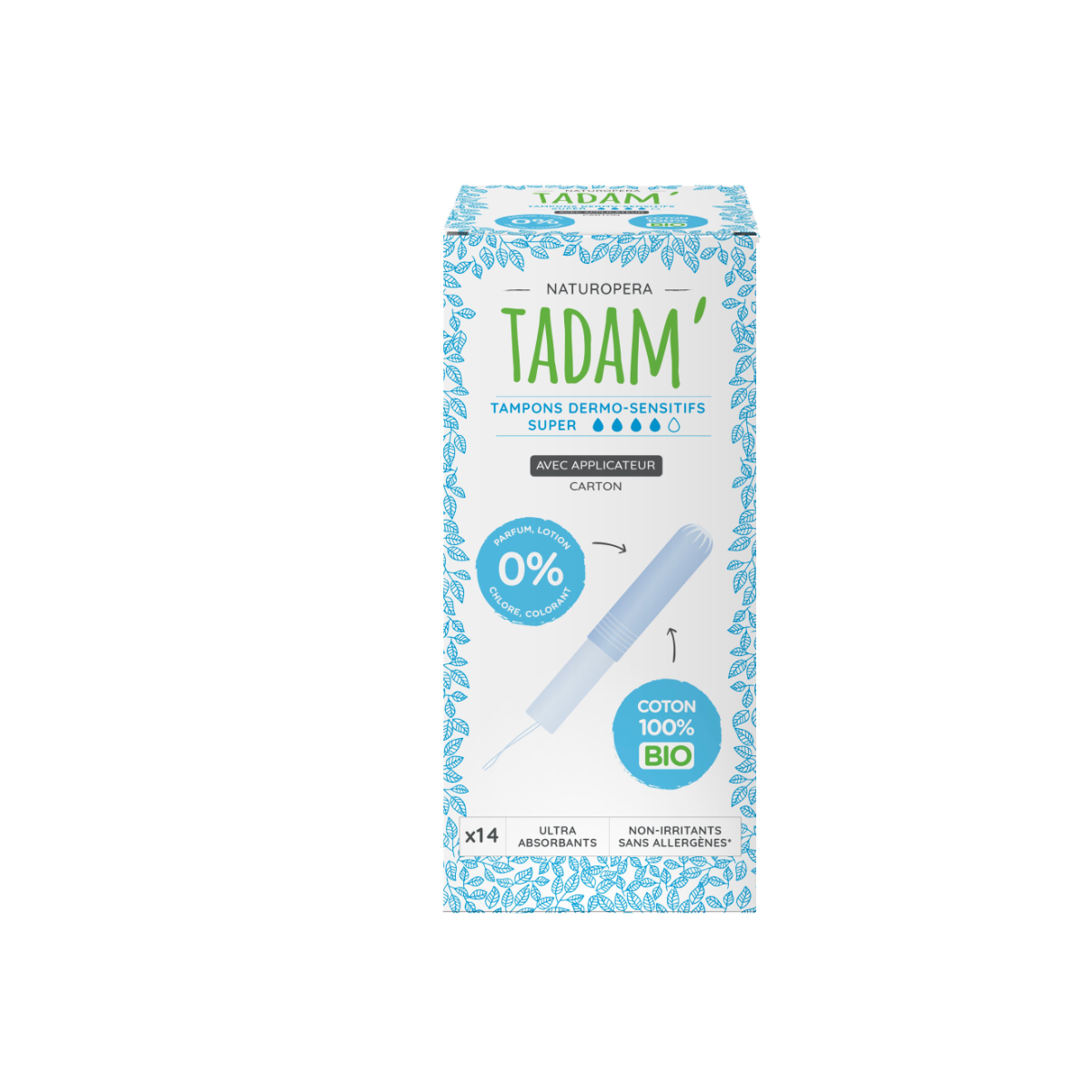 Tadam Dermo sensitivní tampony z BIO bavlny s aplikátorem super 14 ks Tadam