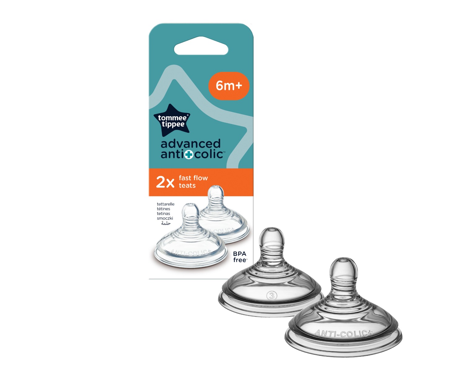 Tommee Tippee Advanced Anti-Colic Savička na lahev Rychlý průtok 6m+ 2 ks Tommee Tippee
