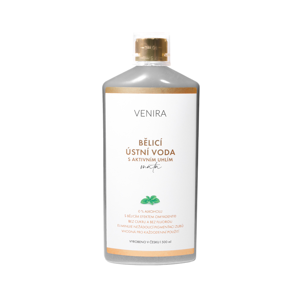 Venira Bělicí ústní voda s aktivním uhlím máta 500 ml Venira