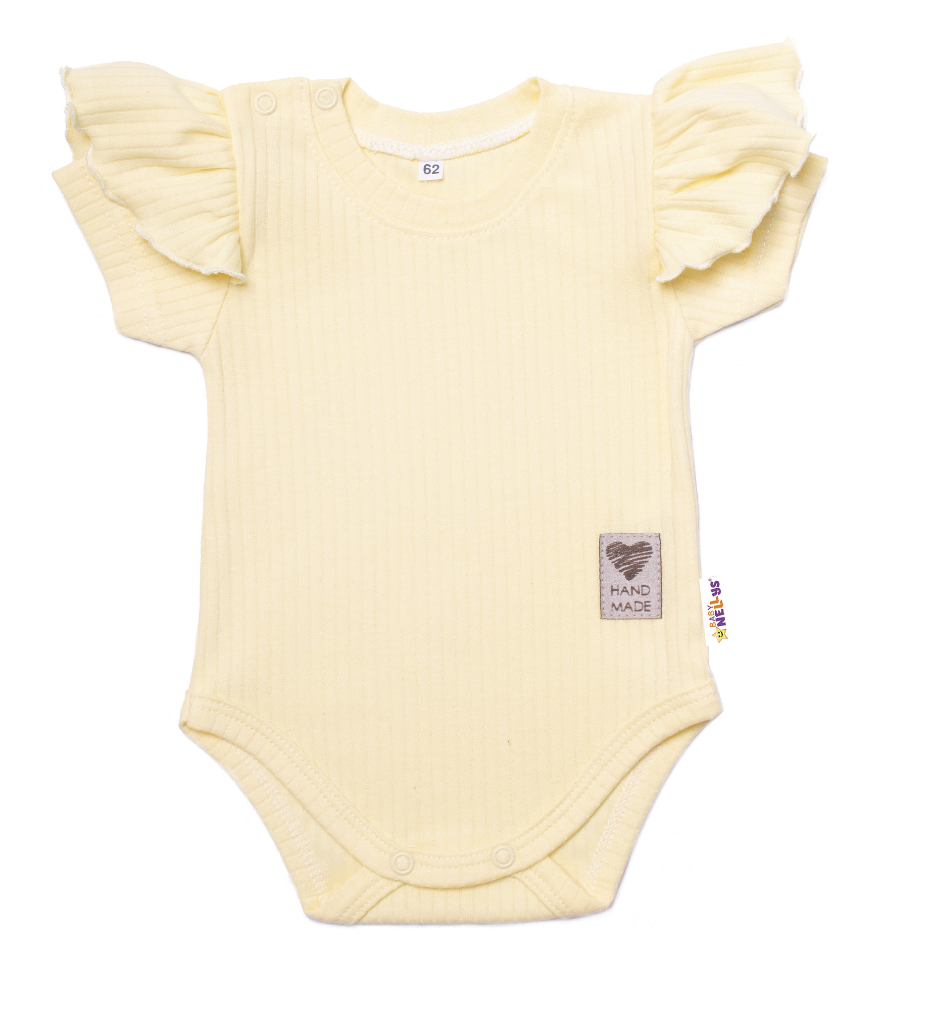 Baby Nellys Bavlněné žebrované body s volánkem