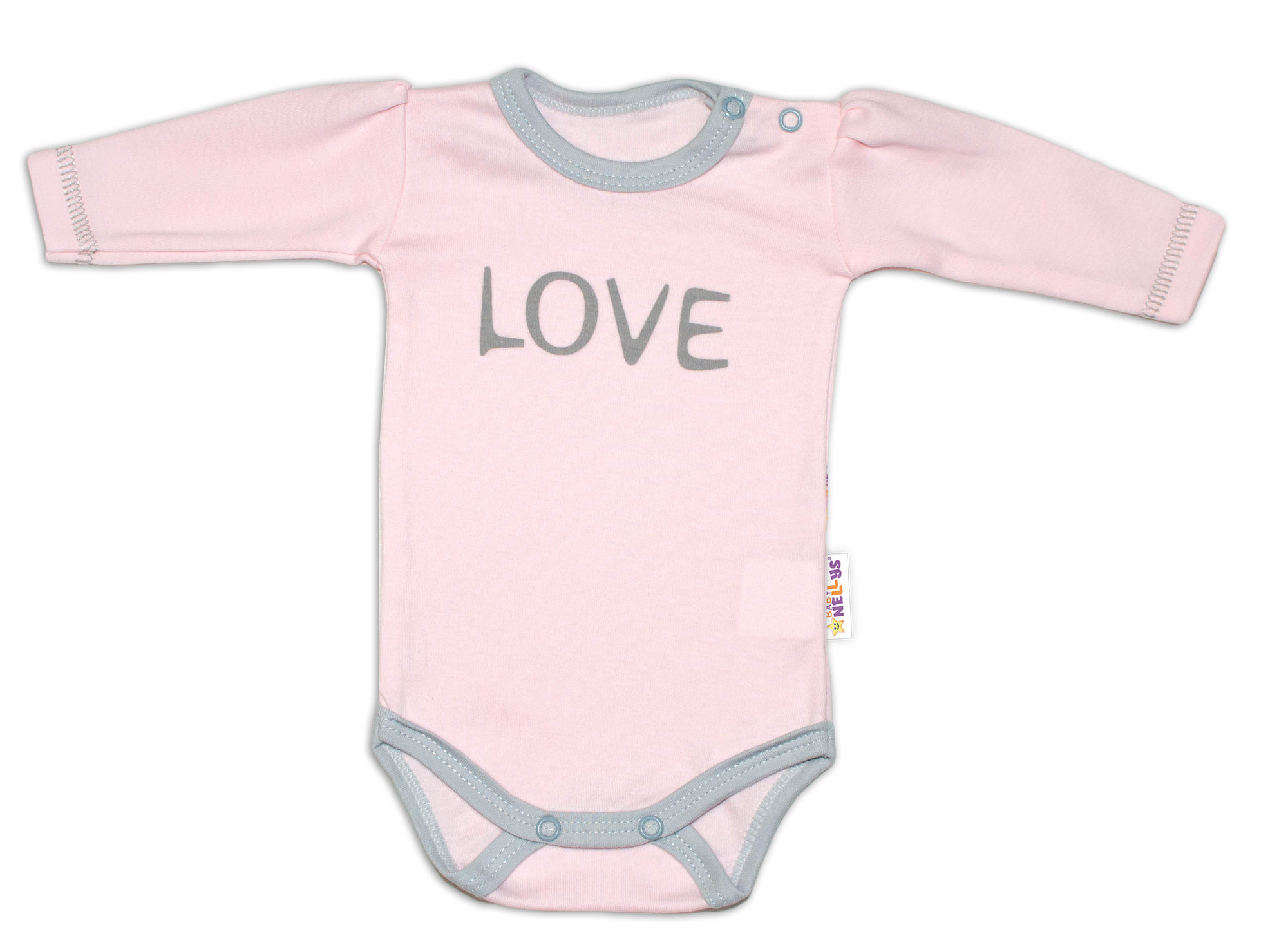 Baby Nellys Body dlouhý rukáv Love - růžové vel. 56 Baby Nellys