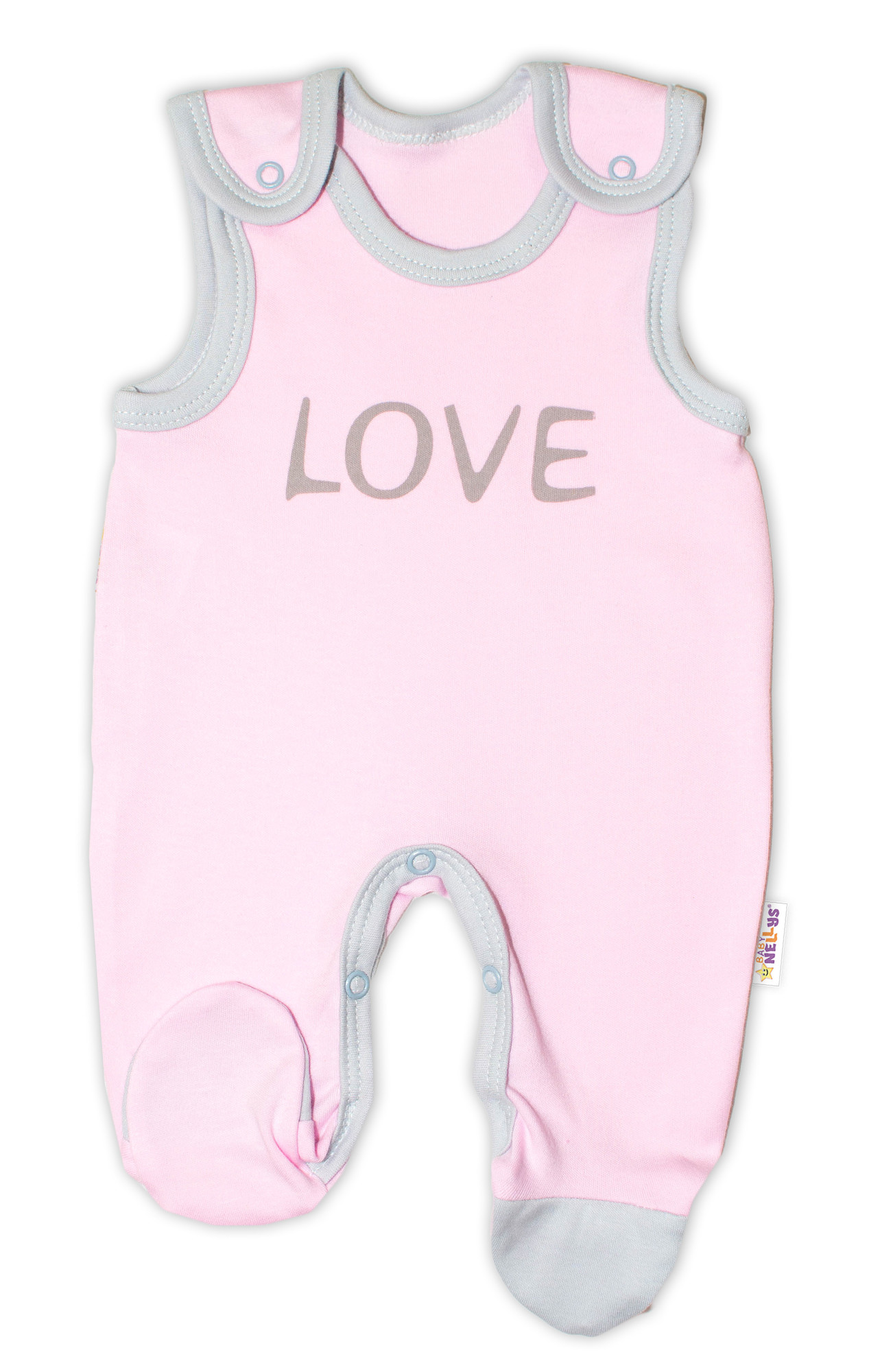 Baby Nellys Kojenecké bavlněné dupačky Love - růžové vel. 74 Baby Nellys