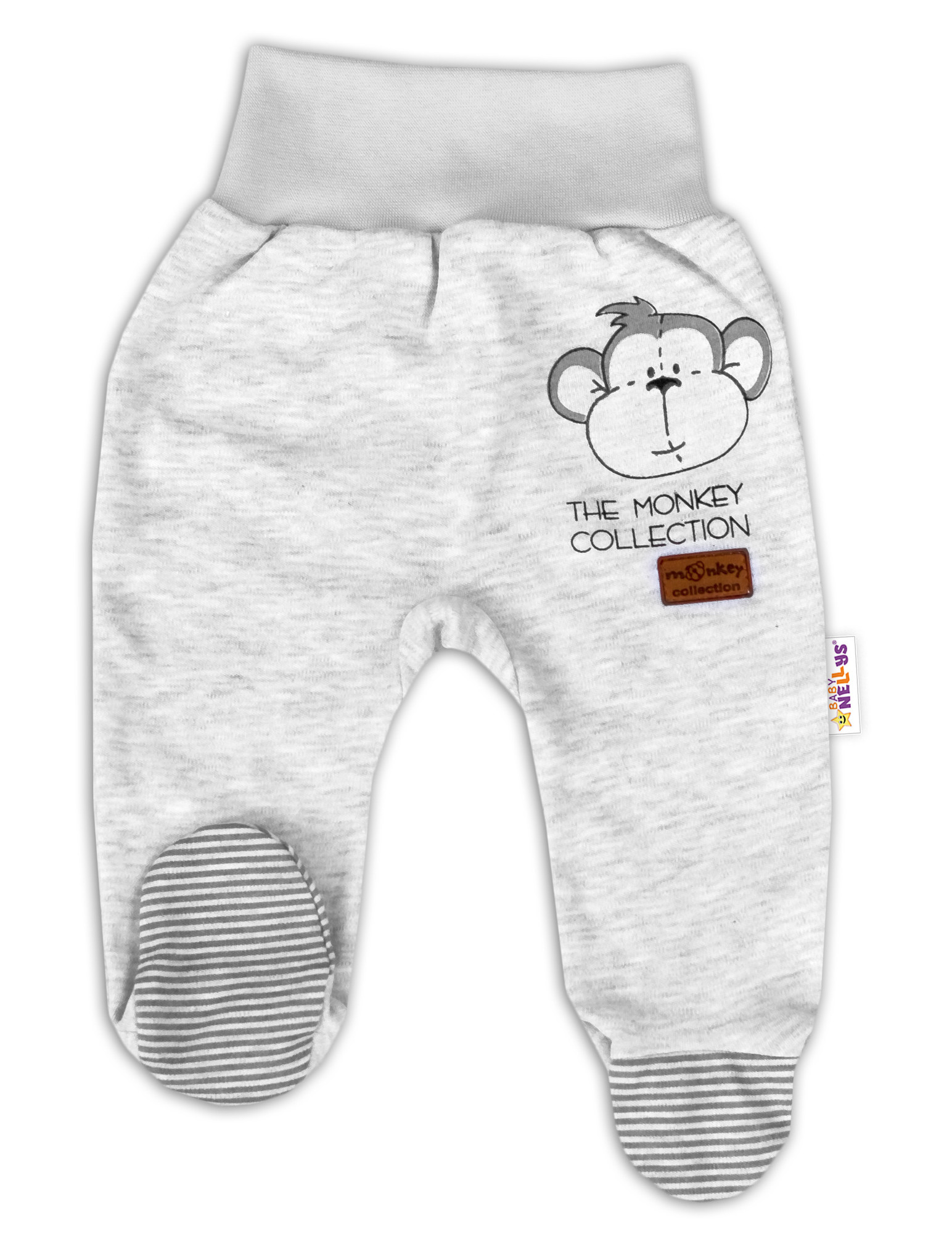 Baby Nellys Kojenecké polodupačky Monkey - sv. šedý melírek vel. 74 Baby Nellys