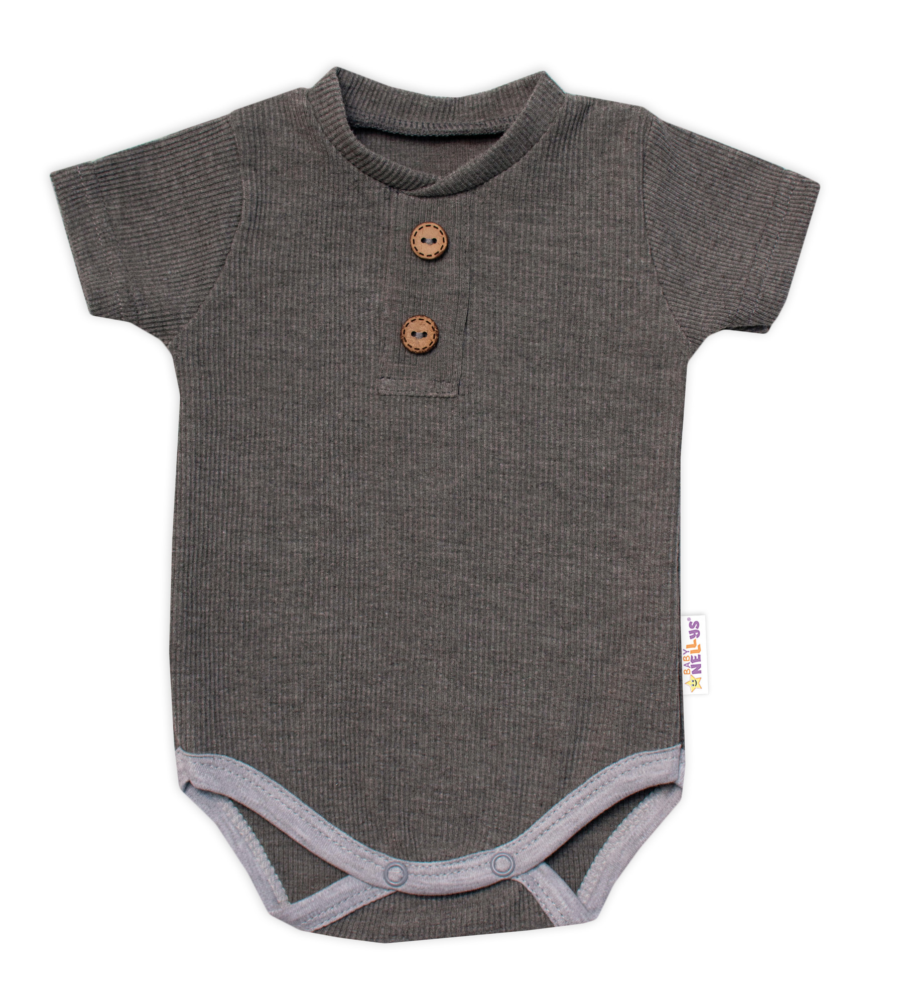 Baby Nellys Kojenecké žebrované body s knoflíčky kr. rukáv