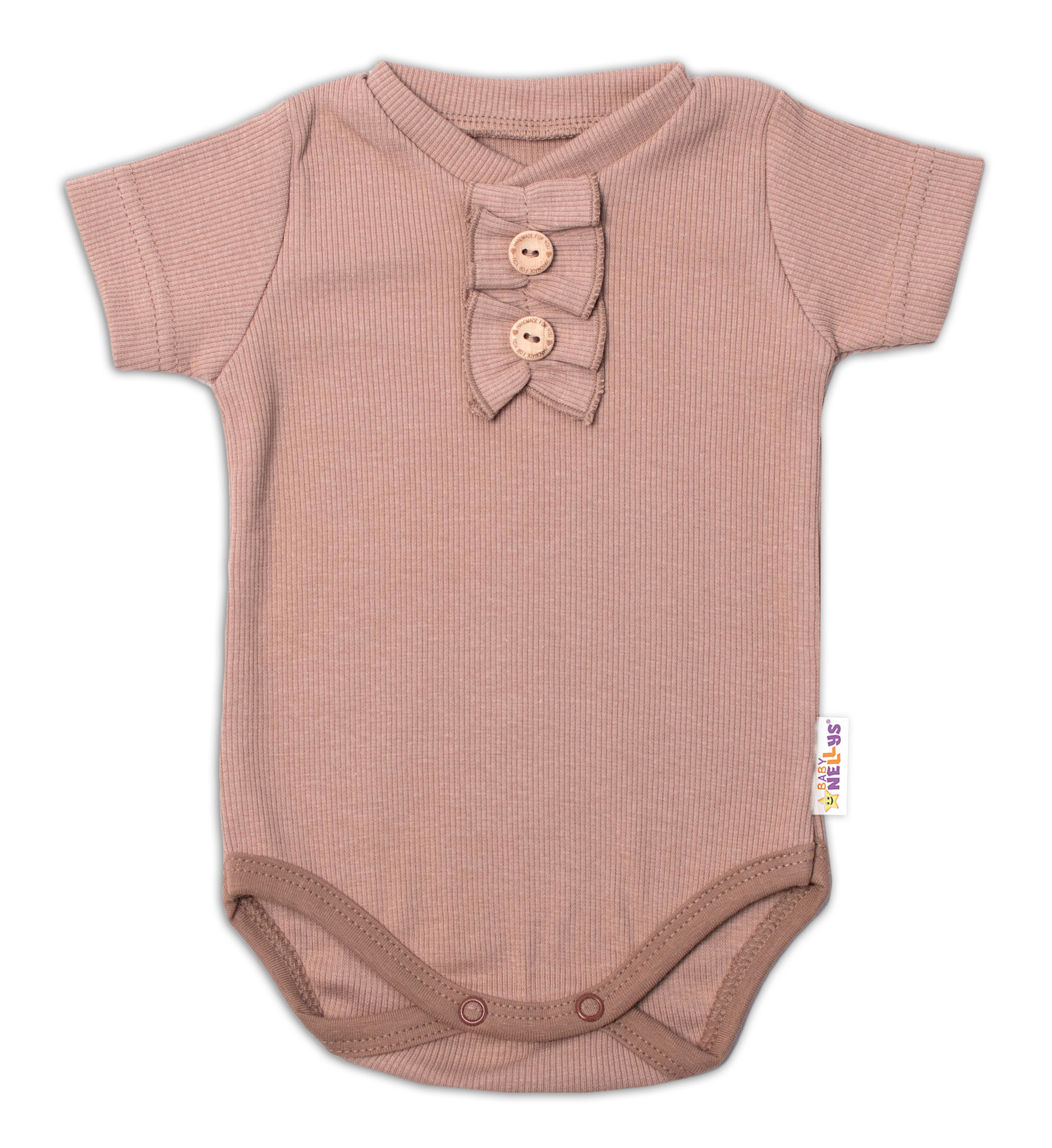 Baby Nellys Kojenecké žebrované body s knoflíčky kr. rukáv