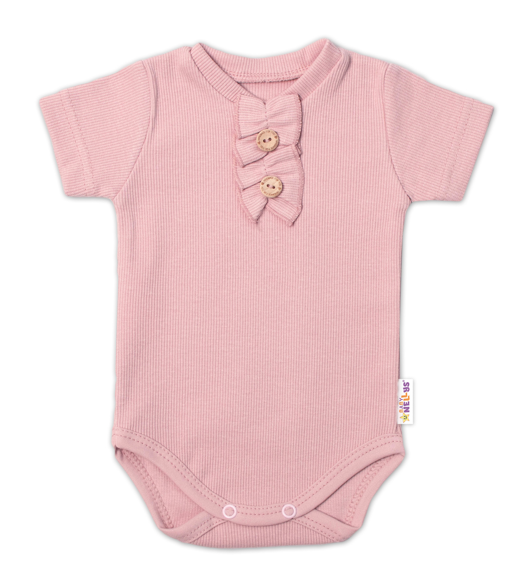 Baby Nellys Kojenecké žebrované body s knoflíčky kr. rukáv