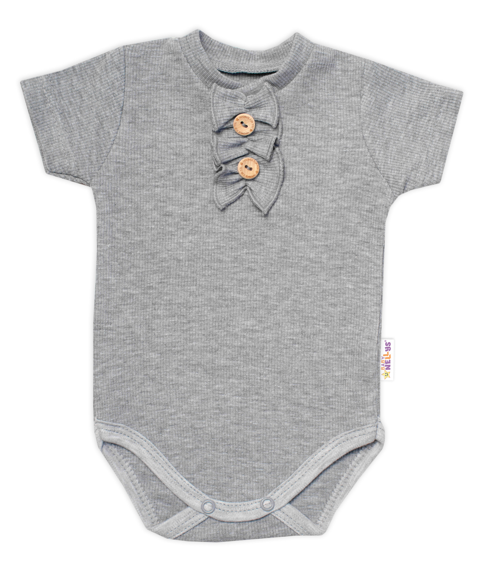 Baby Nellys Kojenecké žebrované body s knoflíčky kr. rukáv