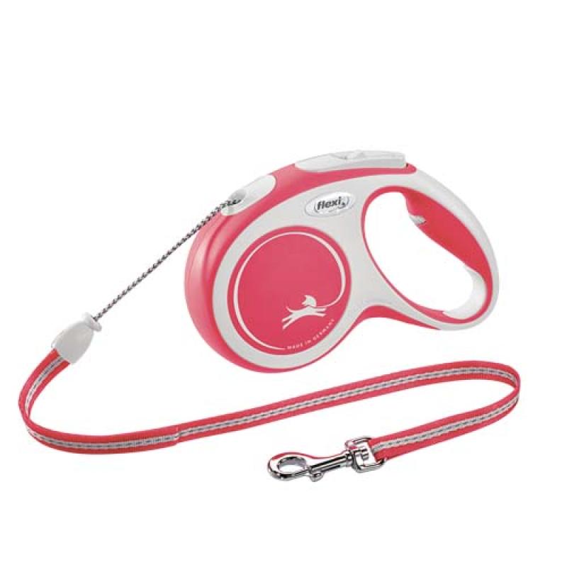 Flexi New Comfort M lanko 5m červená do 20kg Flexi