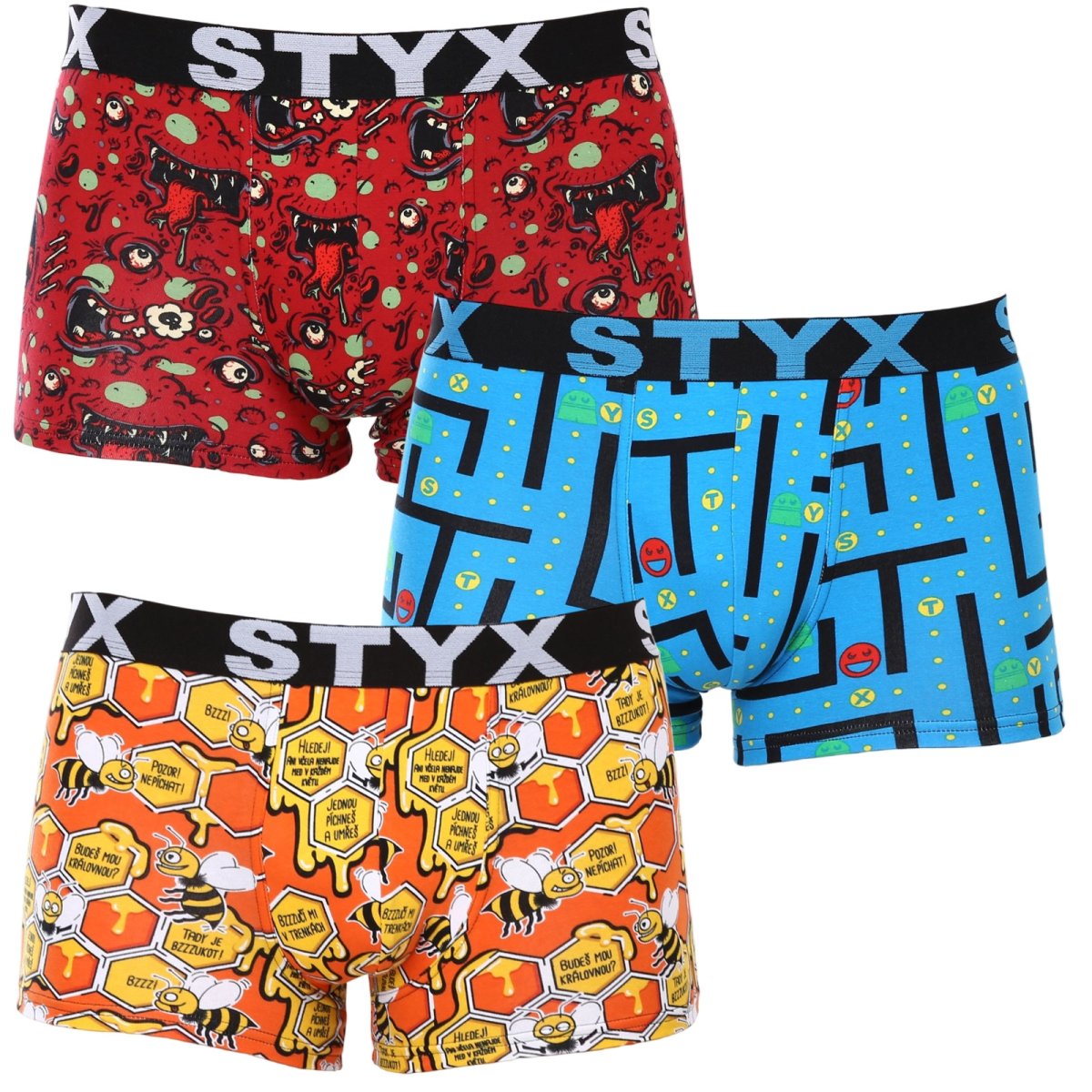 Styx 3PACK pánské boxerky art sportovní guma vícebarevné (3G12914) XXL Styx