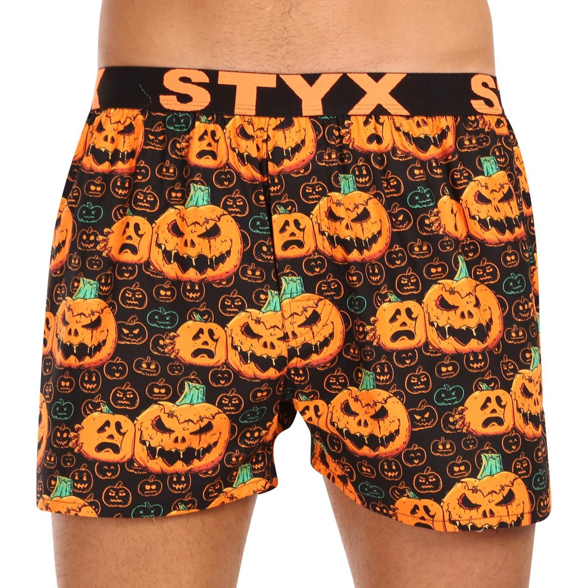 Styx Pánské trenky art sportovní guma Halloween dýně (B1755) XL Styx