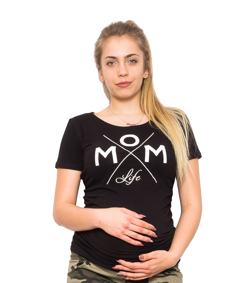Těhotenské triko Mom Life - černá