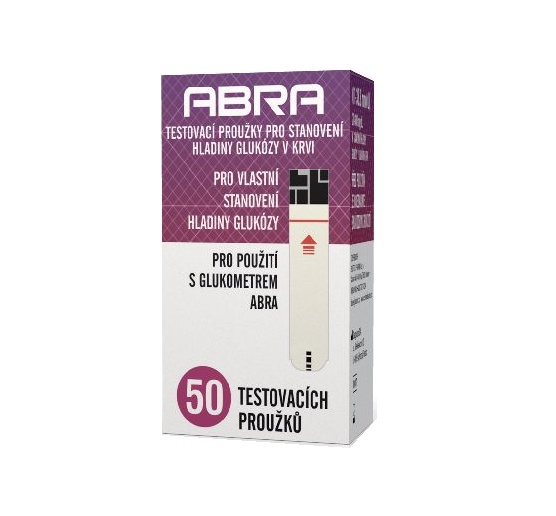 ABRA Testovací proužky na stanovení hladiny glukózy v krvi 50 ks ABRA