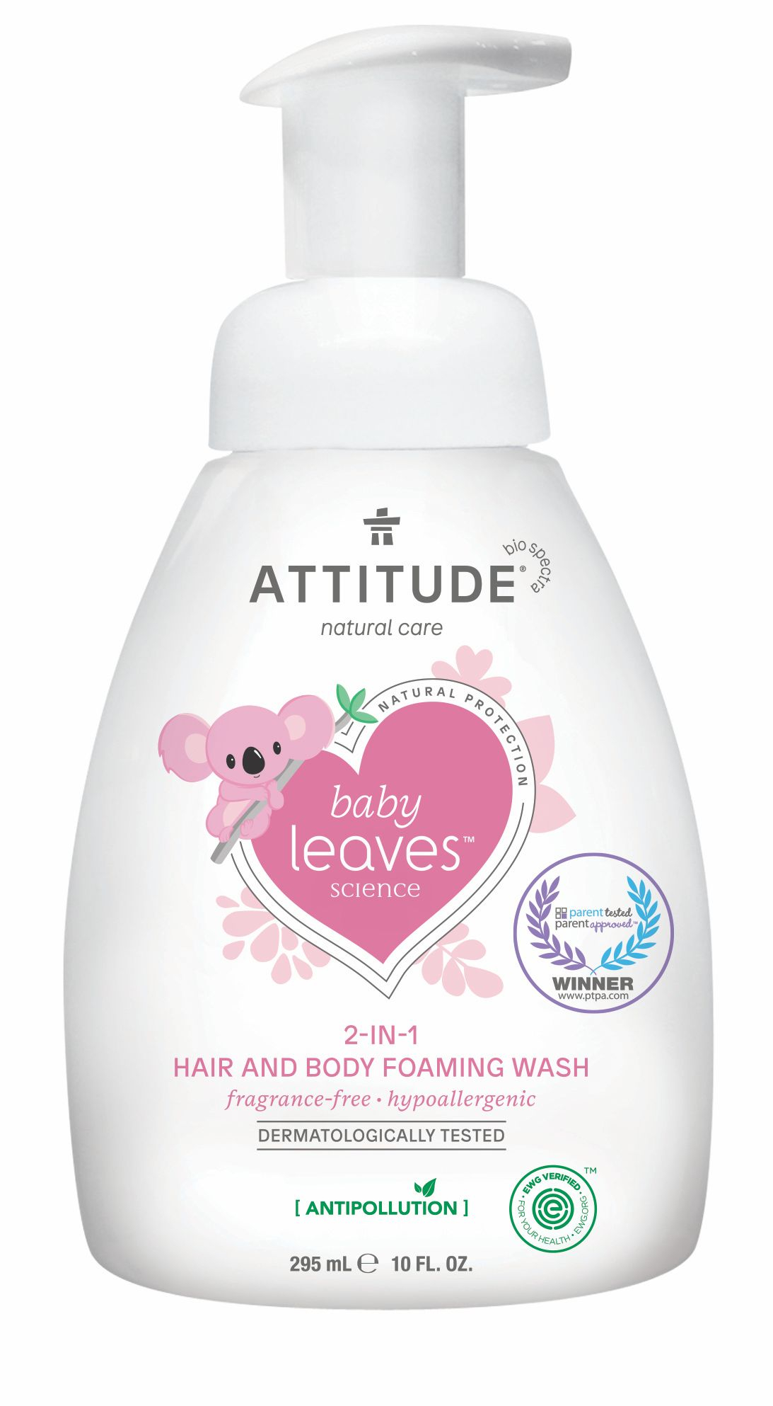 ATTITUDE Baby Leaves Pěnivé mýdlo a šampon 2v1 bez vůně 295 ml ATTITUDE