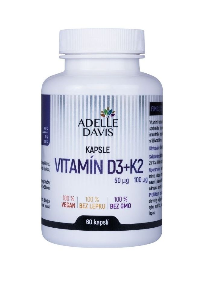 Adelle Davis Vitamín D3 50 mcg + K2 100 mcg 60 kapslí Adelle Davis