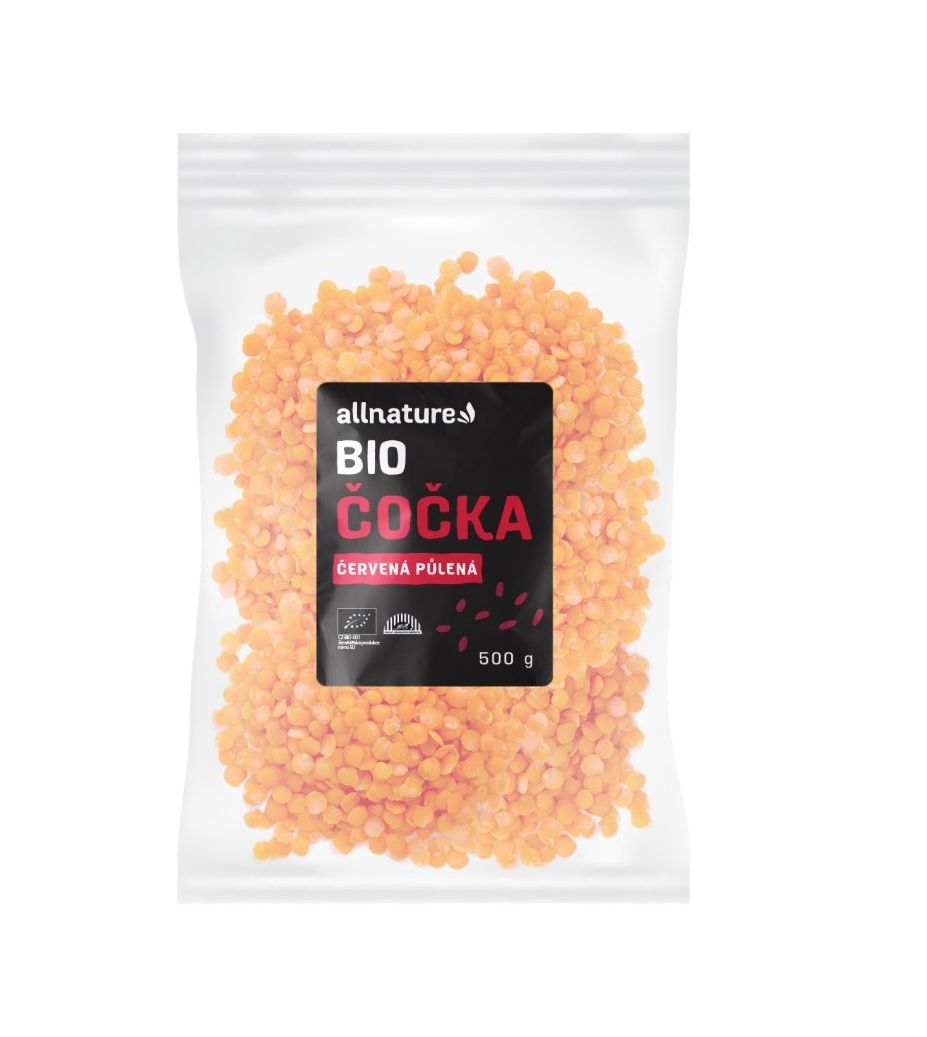 Allnature Čočka červená půlená BIO 500 g Allnature