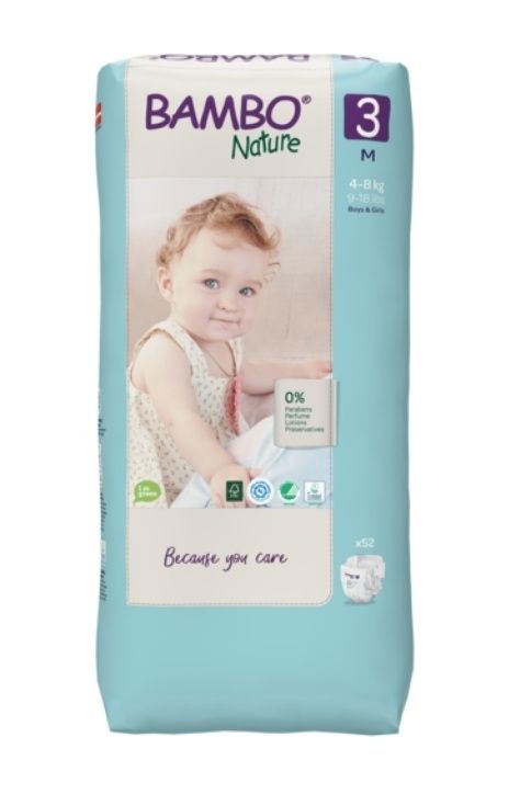 Bambo Nature 3 M 4-8 kg dětské pleny 52 ks Bambo