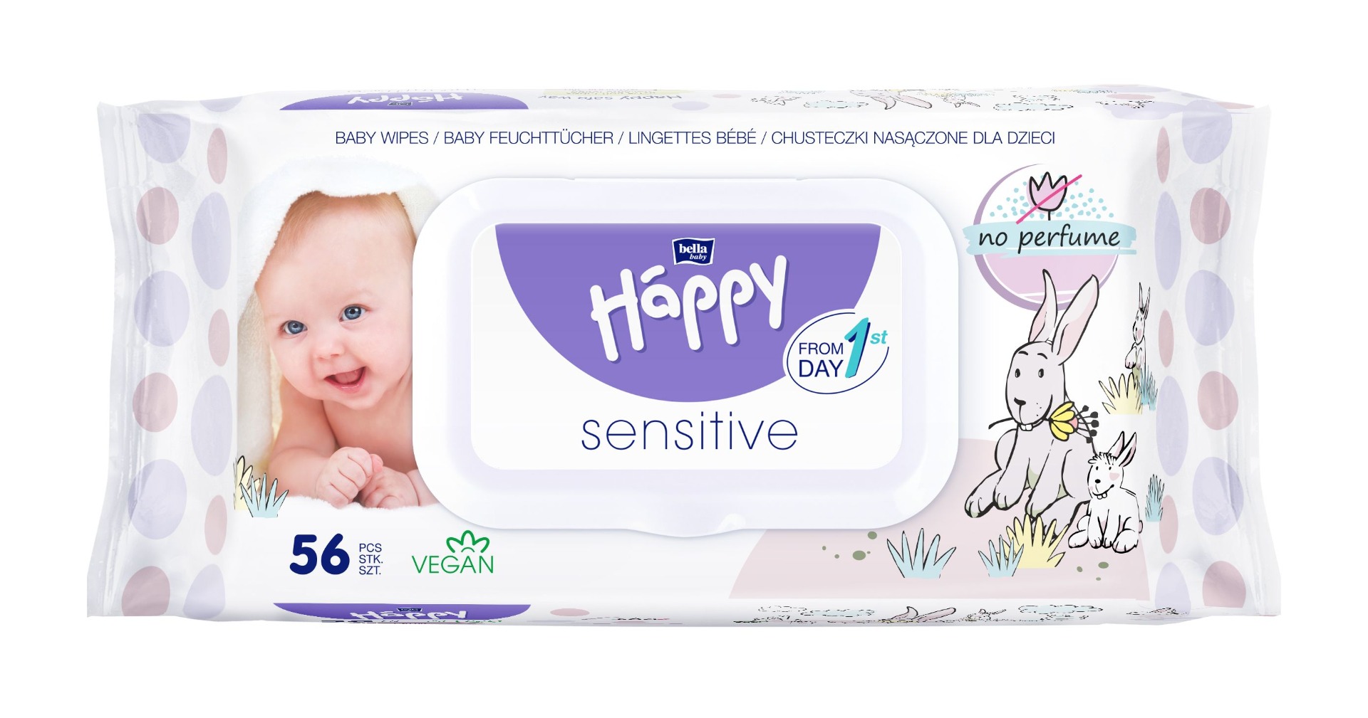 Bella Baby Happy Čisticí ubrousky Sensitive 56 ks Bella