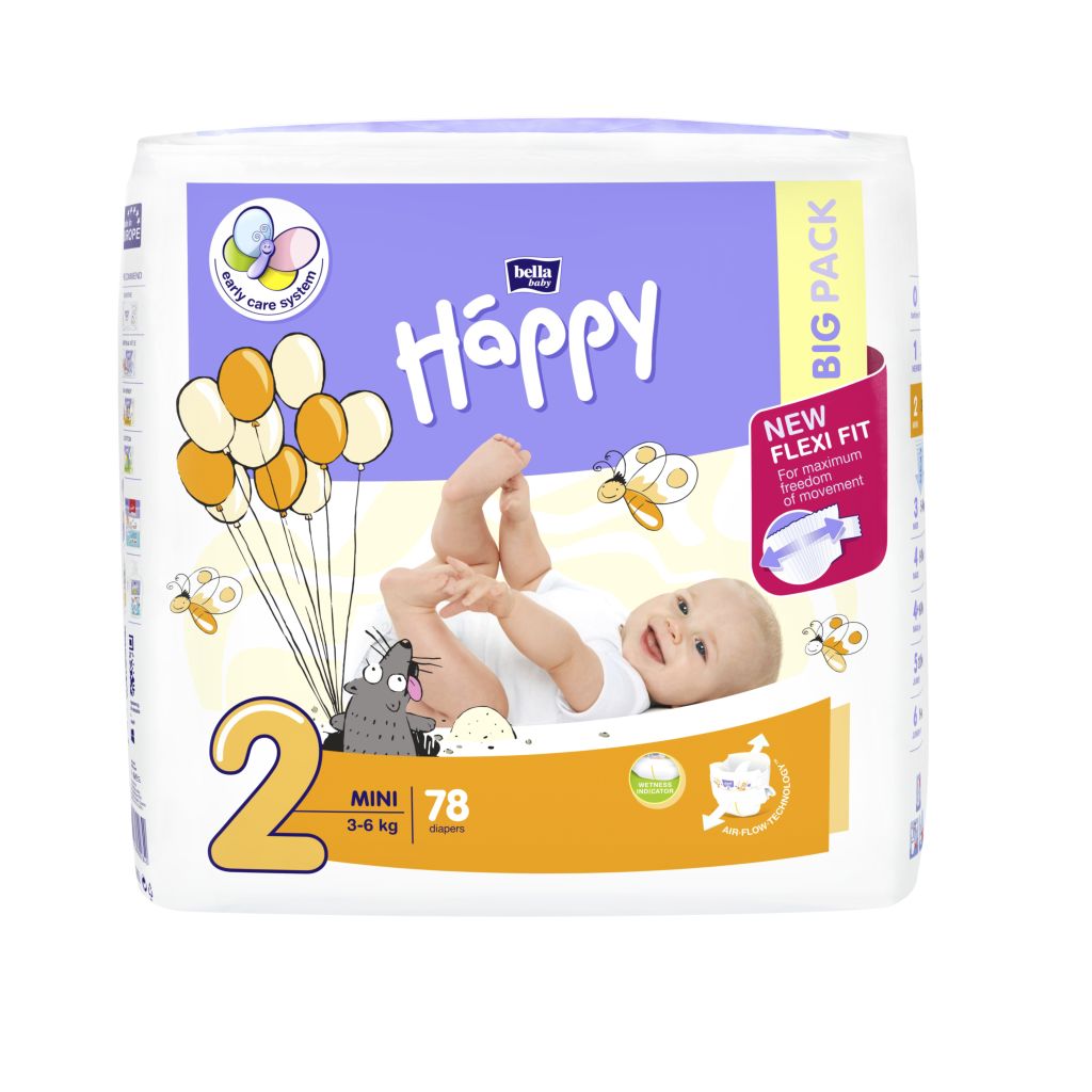 Bella Baby Happy Mini 3-6 kg dětské plenky 78 ks Bella