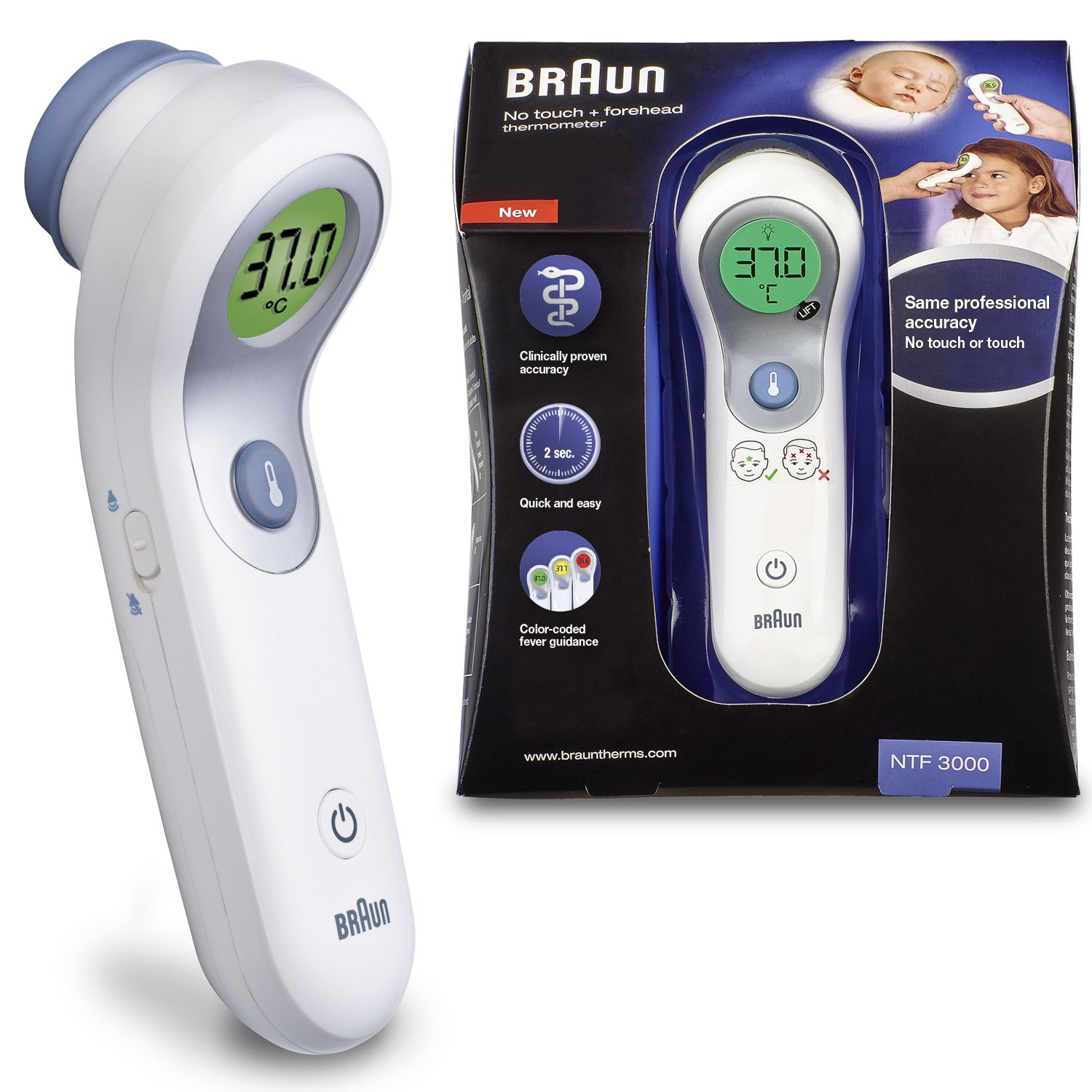 Braun NTF 3000 bezdotykový čelní teploměr Braun